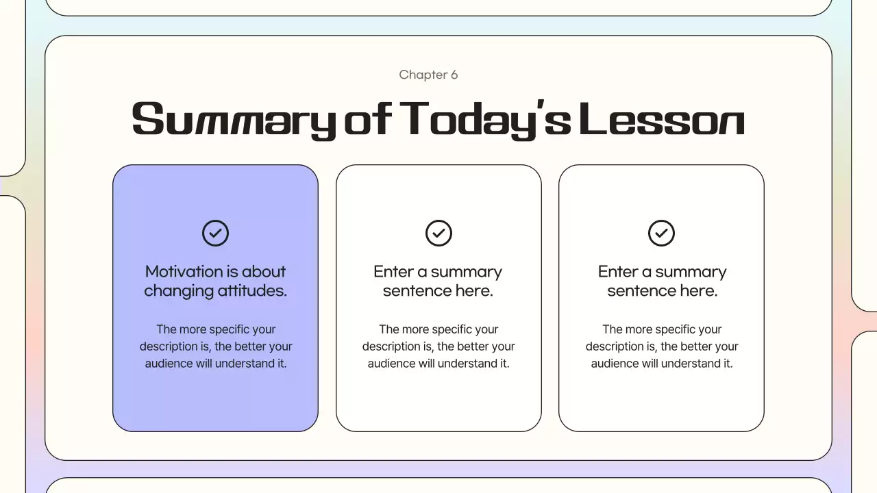 Simple, rainbow-colored organizational motivators