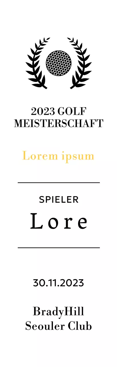 Golf Hole-in-One-Spieler-Siegerplakette mit Golfball und Lorbeerkranz Illustration