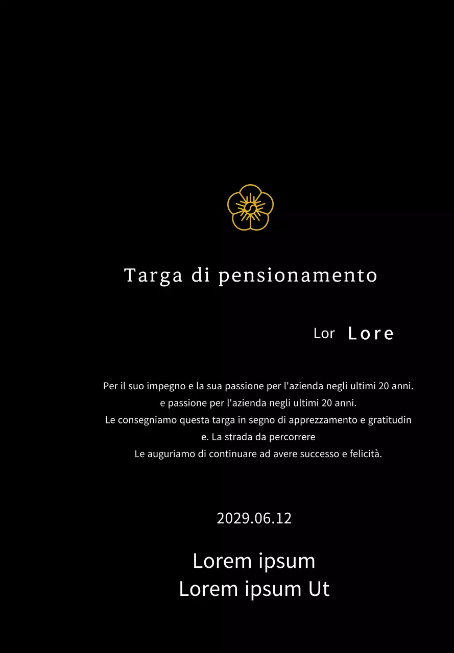 Targa di ringraziamento del concetto di inserzione di Line Flower