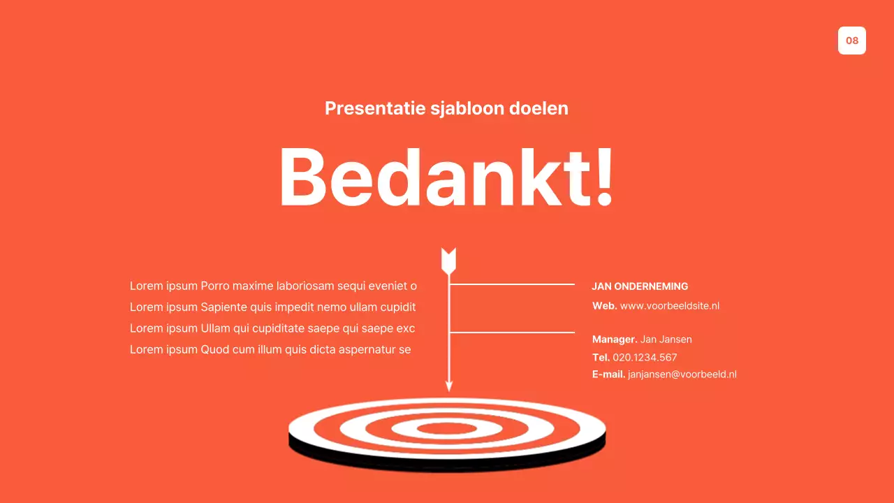 Een eenvoudige oranje en grijze doelenplanner