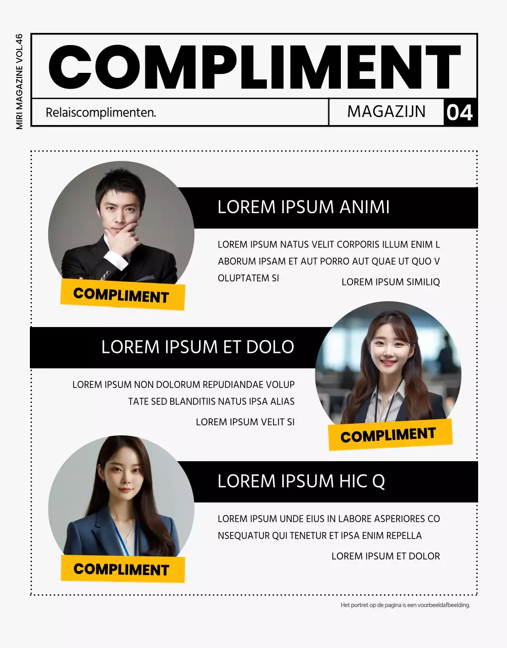 Modern bedrijfsmagazine in grijs en zwart