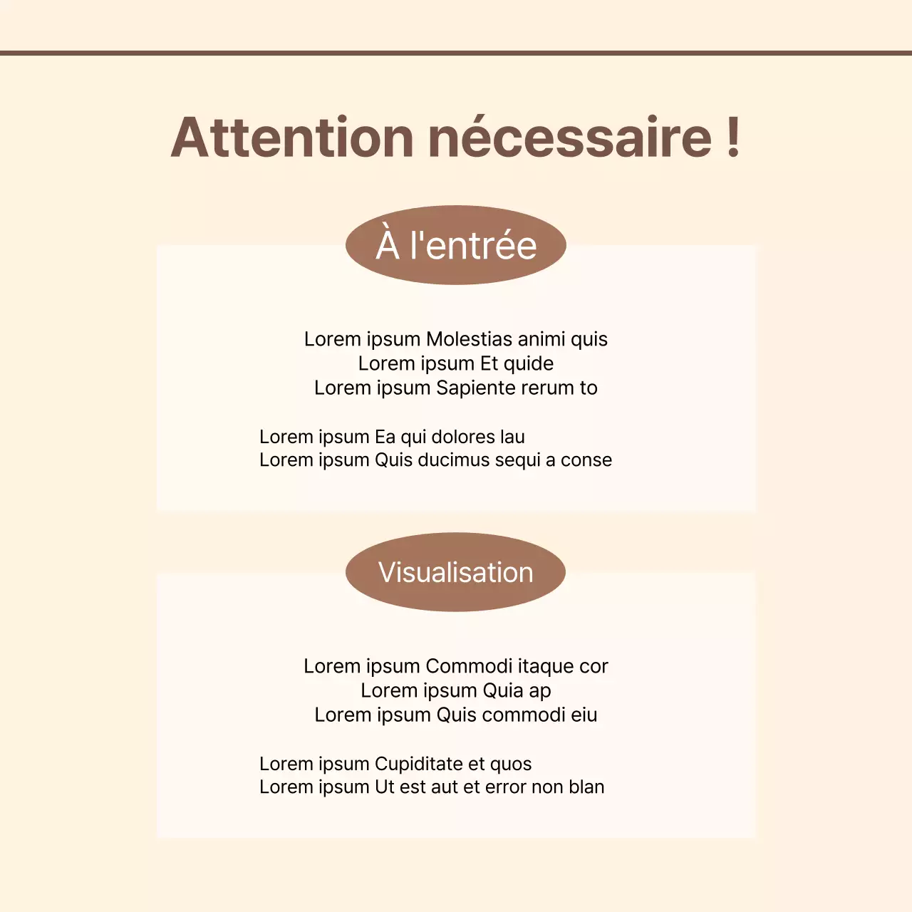 Guide de l'utilisateur pour un centre simple sur fond ivoire