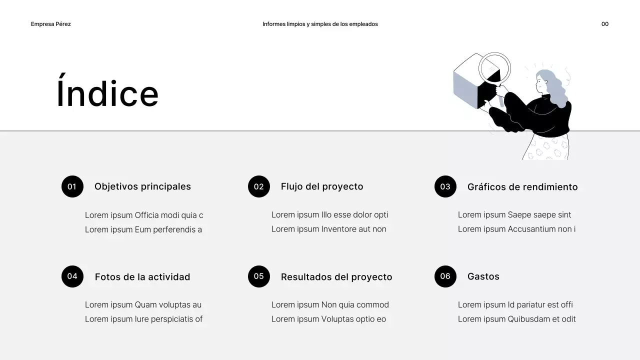 Informes empresariales sencillos en gris y negro