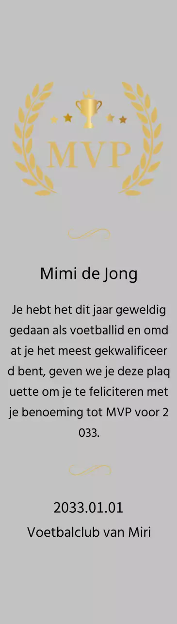 Luxe kampioenschapsborden met gouden lauweren en trofeeën