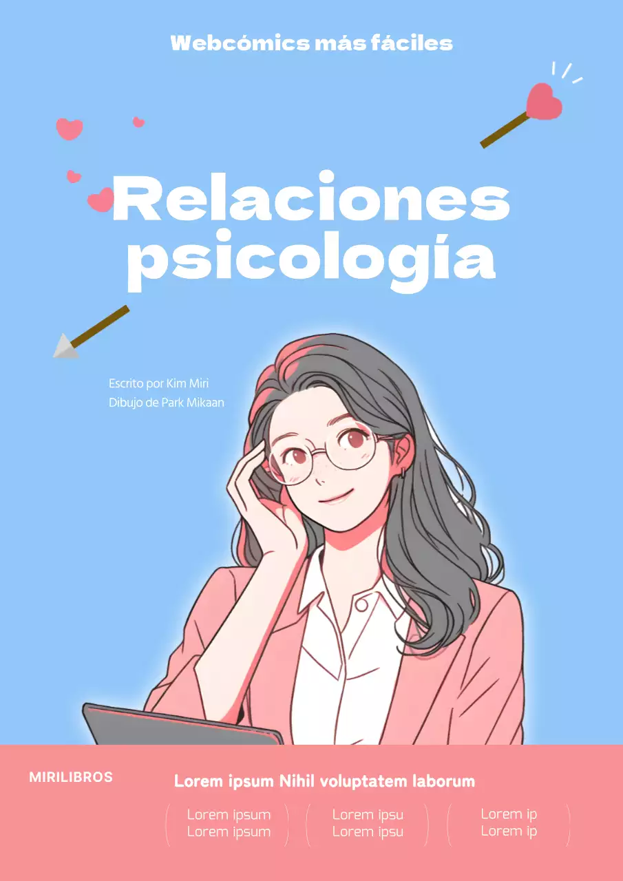Bonita portada de libro de psicología del amor en rosa y azul claro