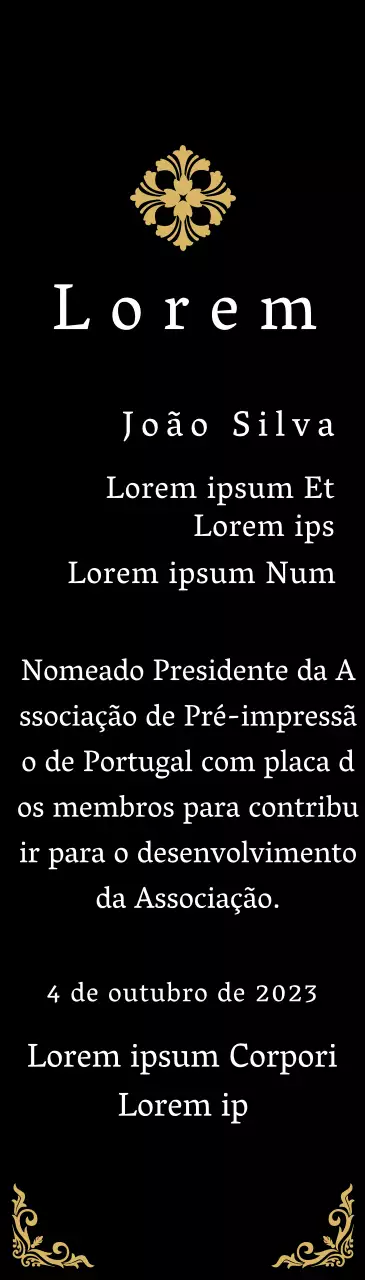 Uma placa de comissionamento de aspeto régio com uma decoração elaborada