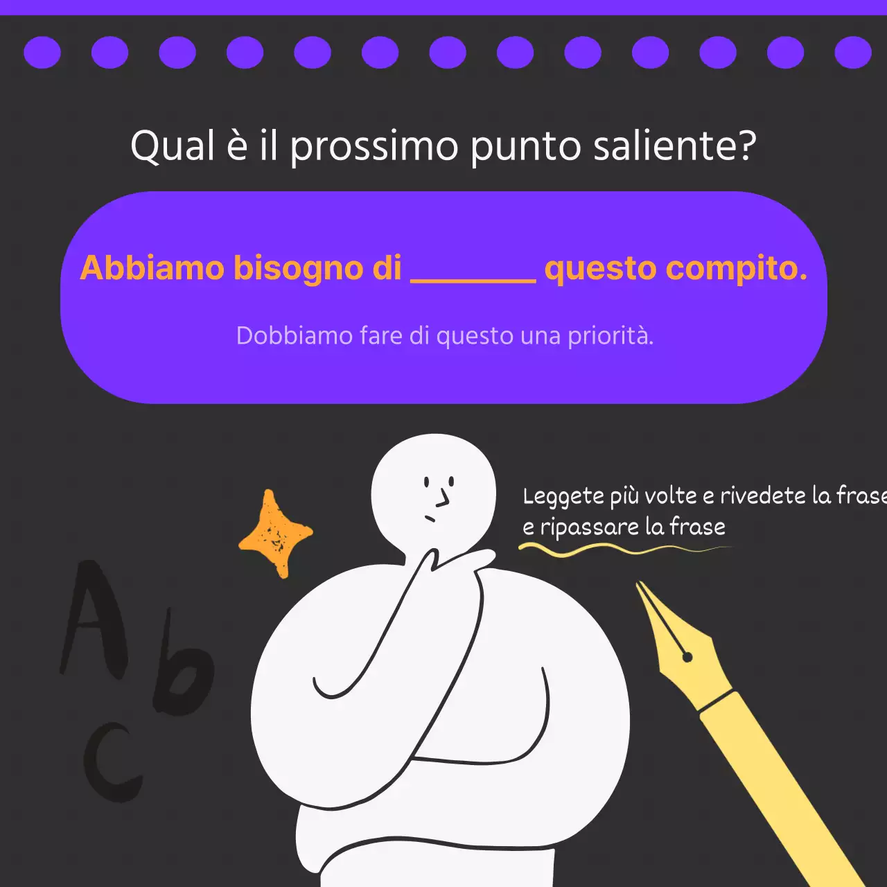 Promuovere un inglese commerciale semplice in bianco e nero e in viola