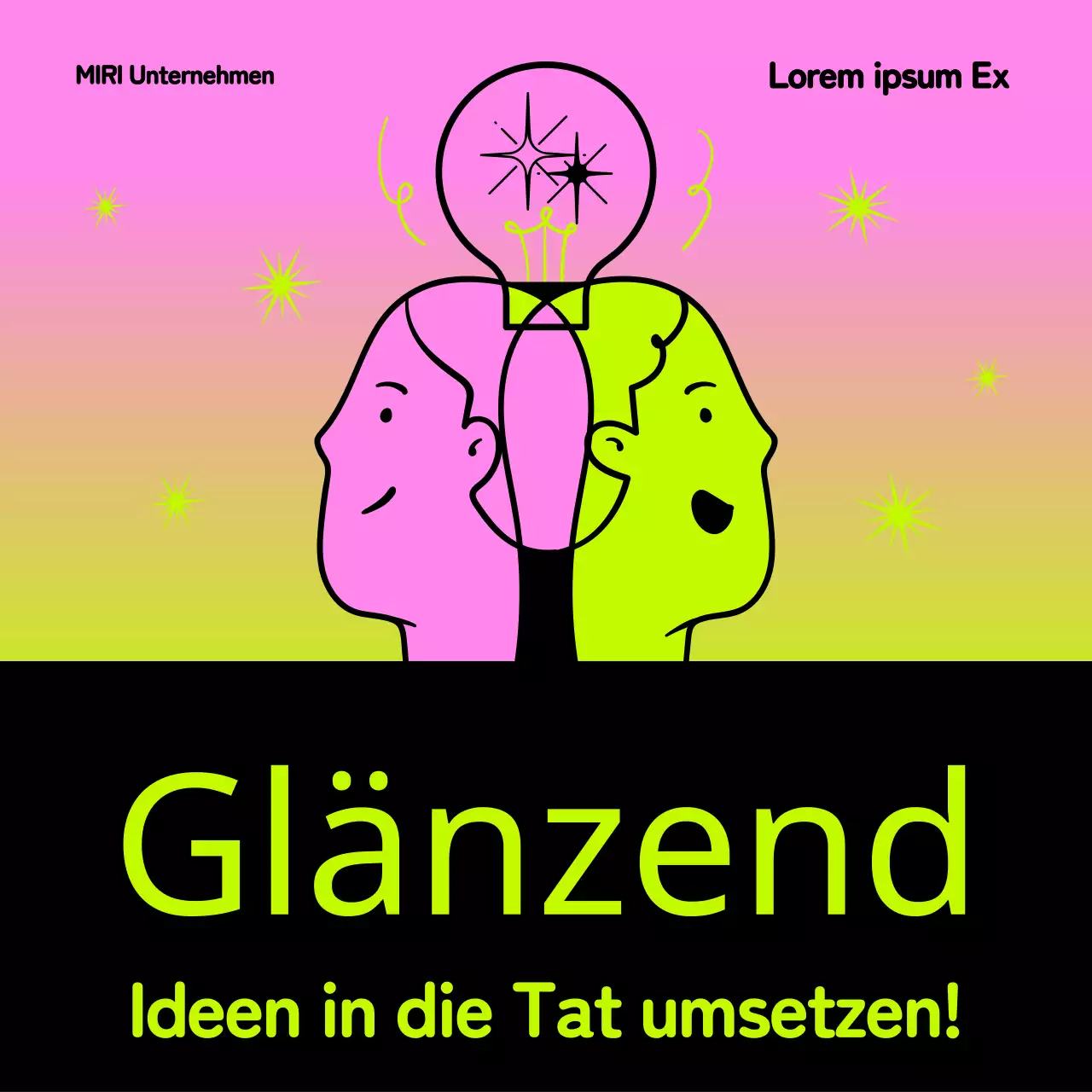 Werbung für einen unternehmensinternen Wettbewerb mit einem Pop-Art-Look in Pink und Neon