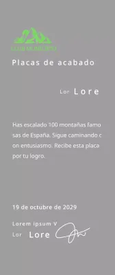 Placa de finisher de club de montaña con logotipo del club concepto con ilustración de montaña verde