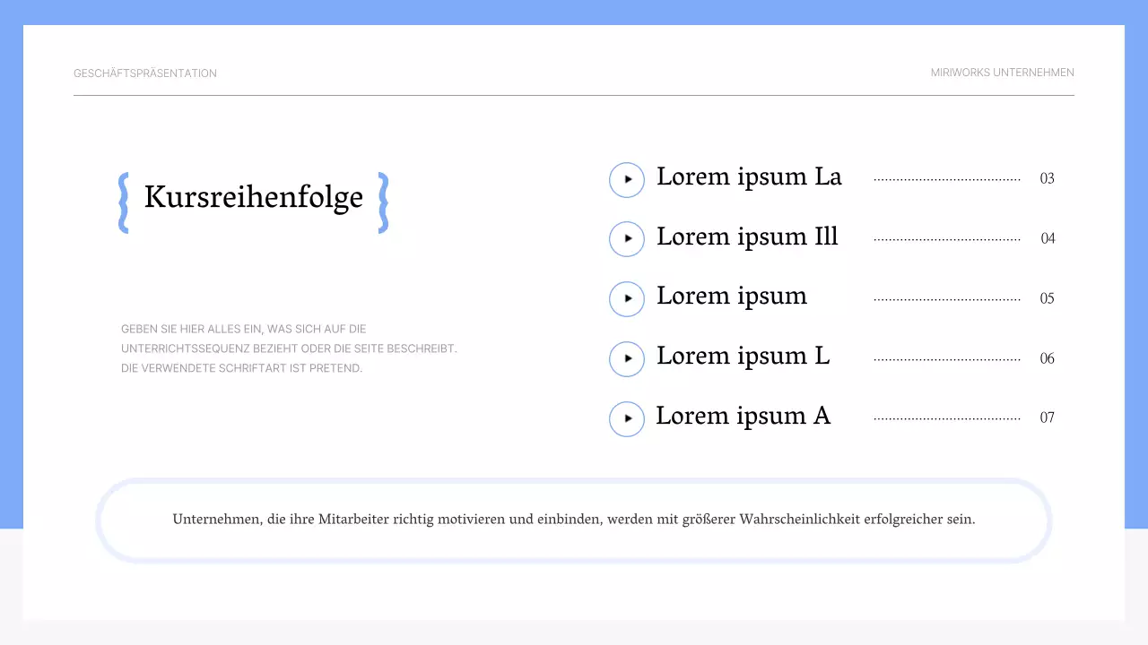 Einfache hellblaue und graue motivierende Schulungsunterlagen