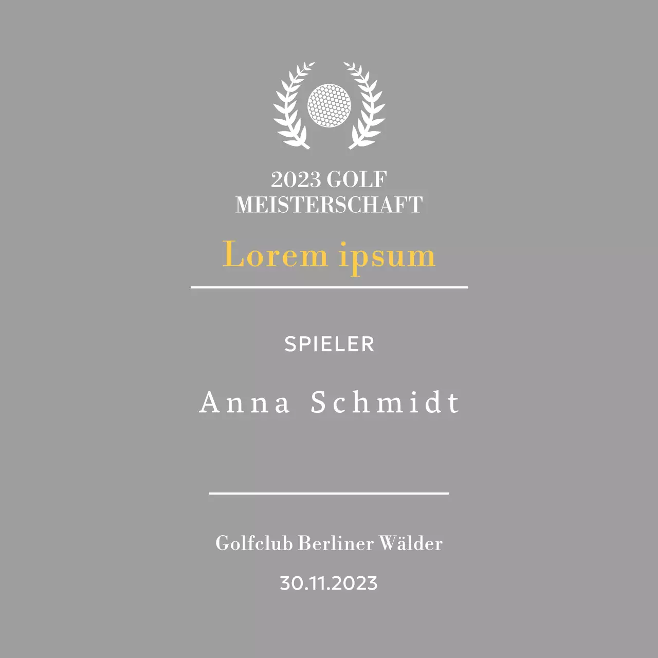 Golf Hole-in-One-Spieler-Siegerplakette mit Golfball und Lorbeerkranz Illustration