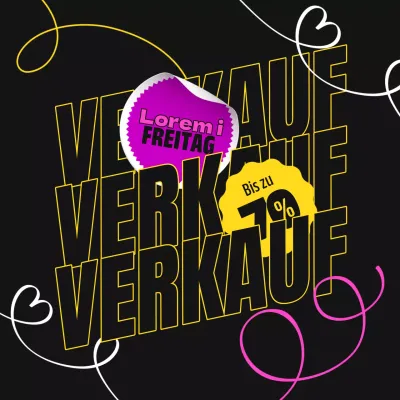 Werben Sie für einen kitschigen Black Friday-Ausverkauf in Gelb und Pink