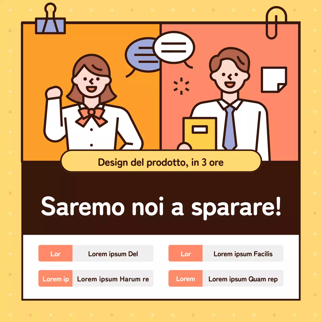 Promuovere semplici lezioni di laboratorio in giallo e arancione
