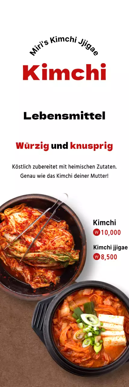 Werben Sie für Kimchi und Jjigae mit einem weißen Hintergrund und einem sauberen Look