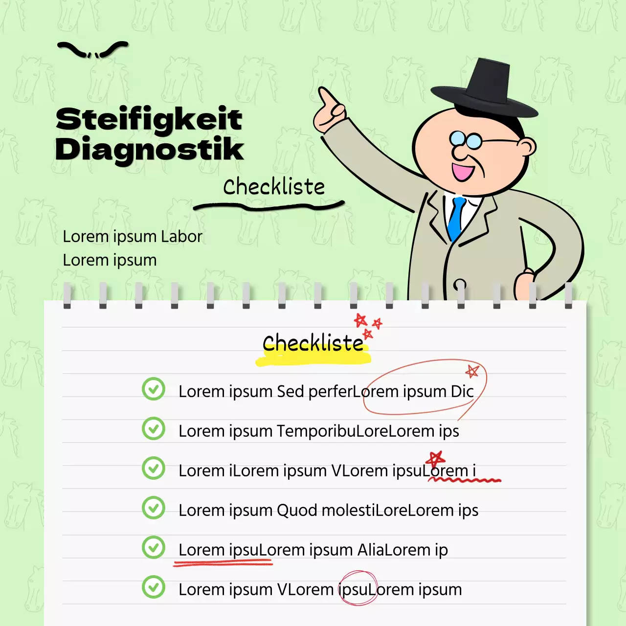 Werbung für den Gag Level Test in Rot und Schwarz