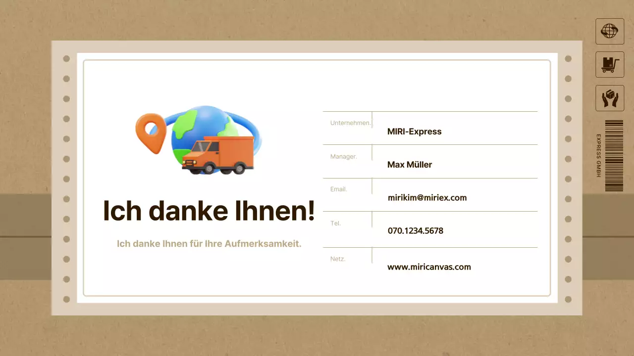 Einfacher Businessplan für Kurierdienste in Braun und Beige