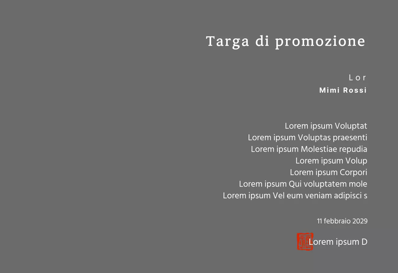 Targa di congratulazioni per la promozione in un font serif di classe