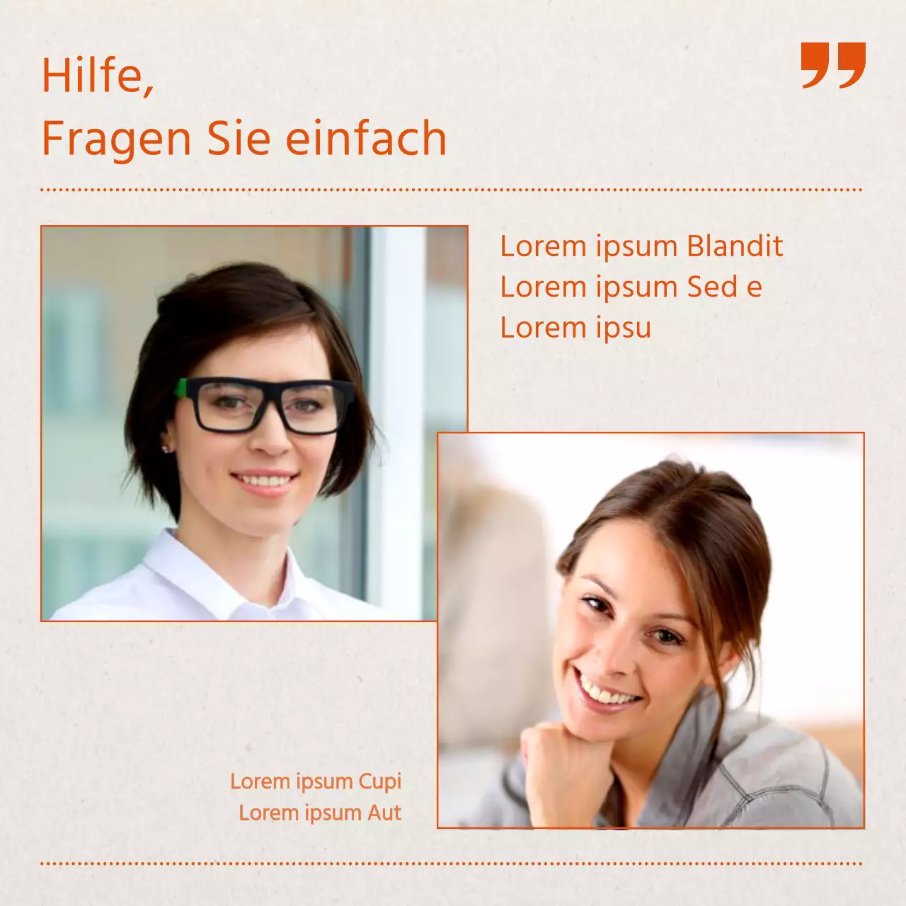 Förderung eines modernen Informationszentrums in Orange und Beige