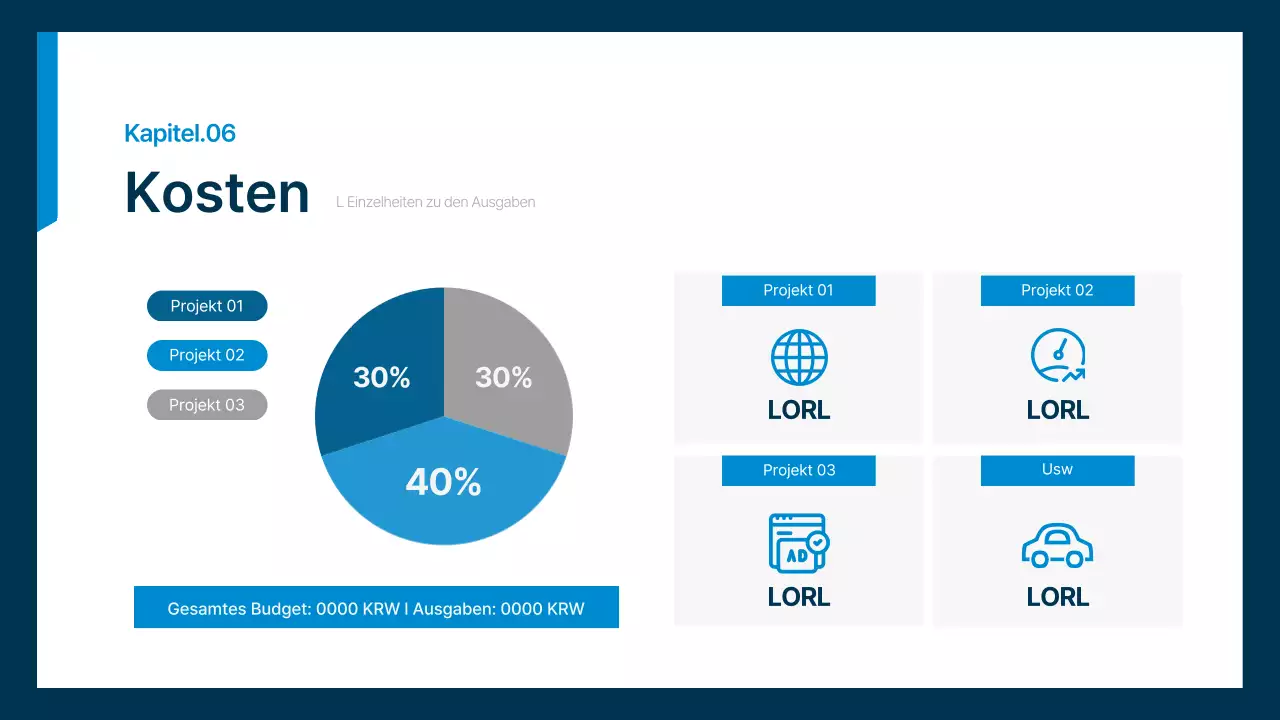 Einfacher Businessplan für Büroangestellte in Marine und Blau
