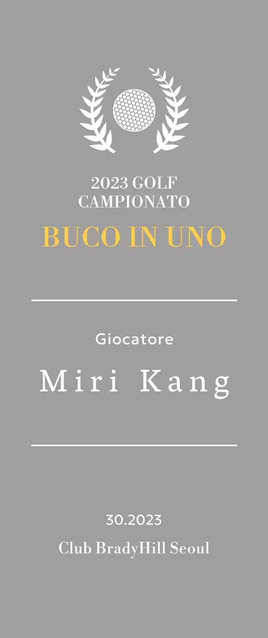 Targa per il vincitore del golf hole-in-one con illustrazione di pallina da golf e corona d'alloro