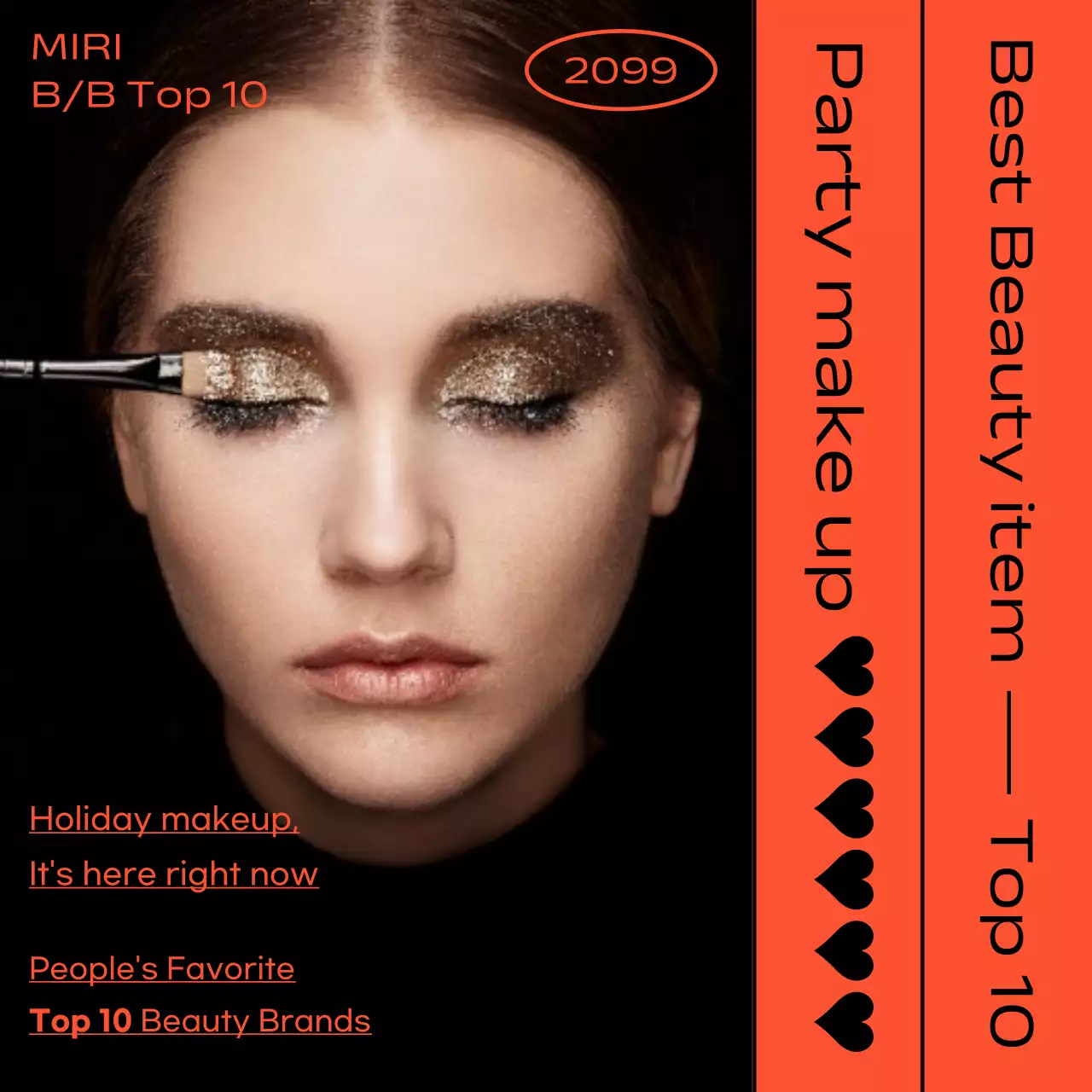 오렌지 트렌디 메이크업 프로모션 소셜 미디어 게시물