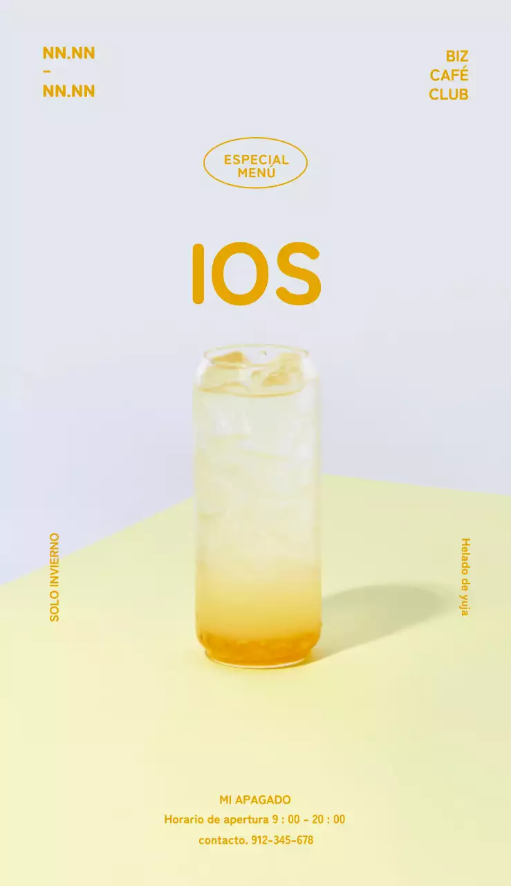 Señalización del menú con fondo amarillo y fotos y texto de la guía del usuario resaltados