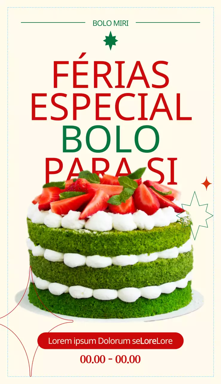 Menu de sobremesa de bolo de café em vermelho e verde para dar um toque festivo, com uma disposição de tipo de letra inglês arrojado e elementos gráficos.