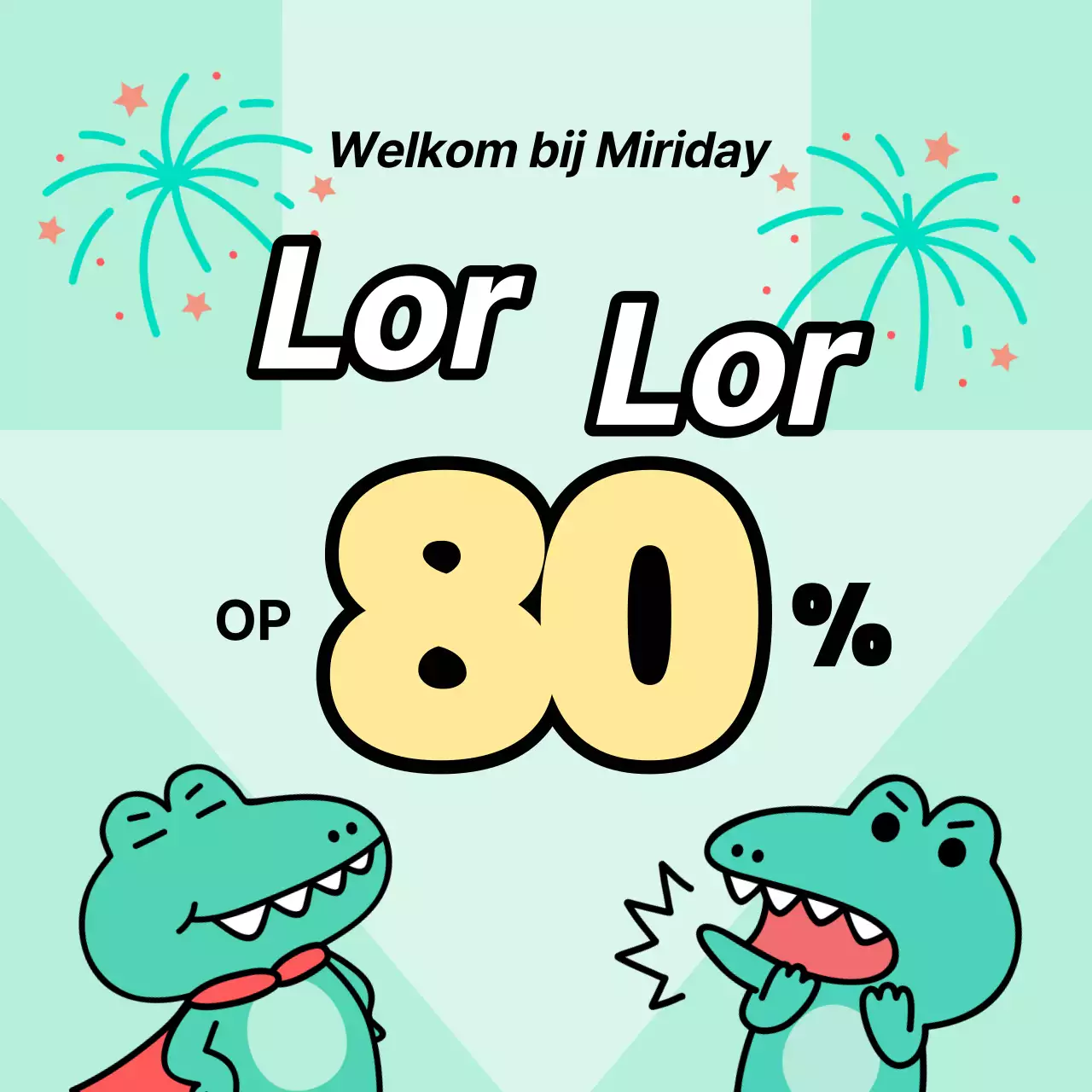 Aankondigingen van Argo, een kitscherig personage met een mintkleurige achtergrond