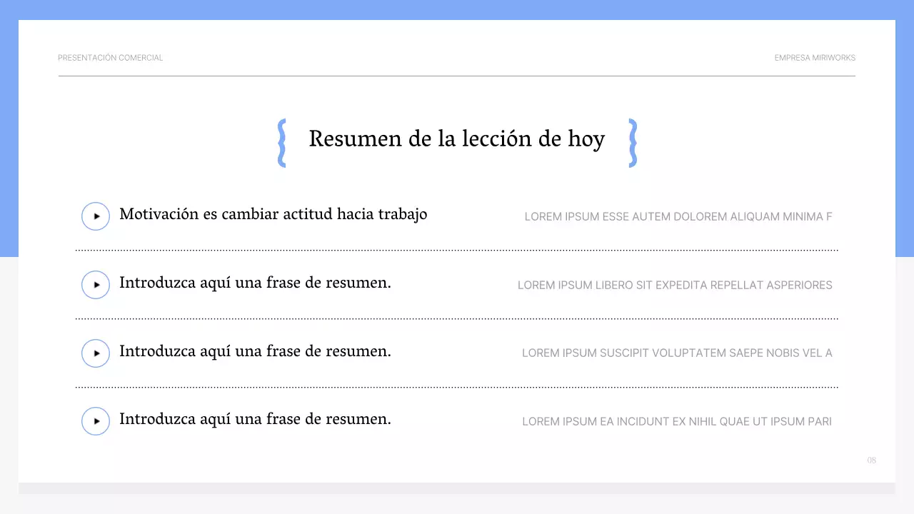 Material de formación motivador sencillo en azul claro y gris