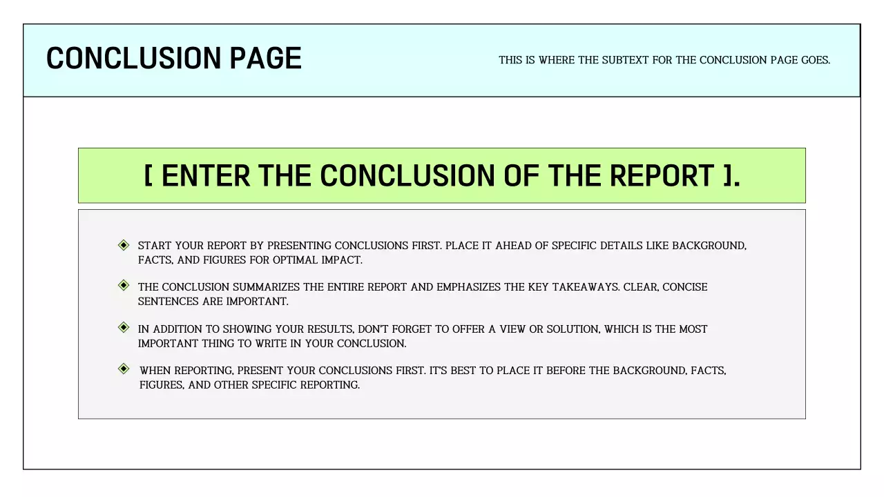 A simple printable report in light blue and chartreuse