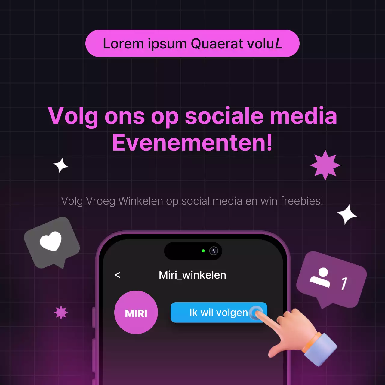 Hot pink, trendy volg advertenties voor evenementen