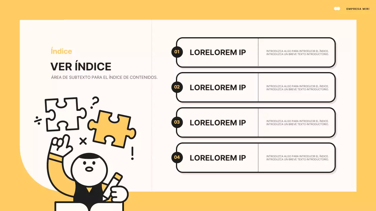 Presentación minimalista en amarillo y negro