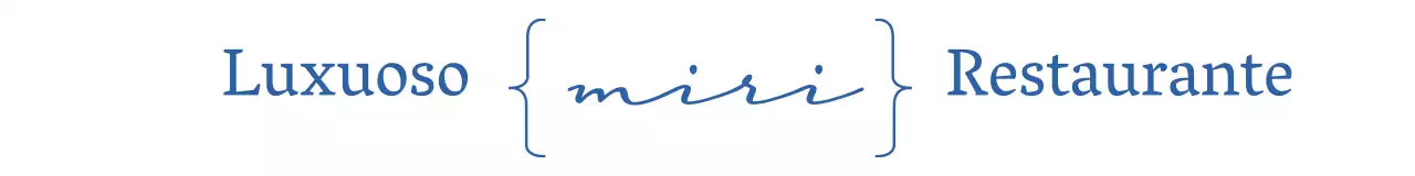 Restaurante de luxo em azul e tipos de letra cursivos e serifados