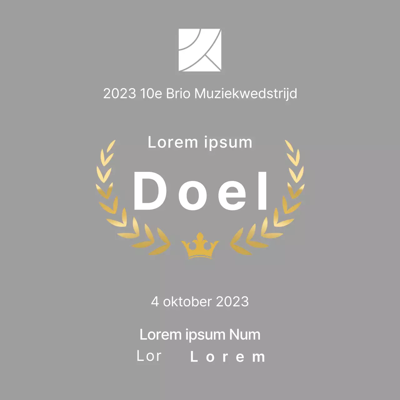 Wedstrijd concept winnaar plaquette met lauwer lijnen en kroon illustratie