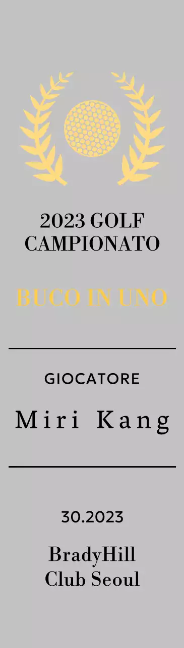 Targa per il vincitore del golf hole-in-one con illustrazione di pallina da golf e corona d'alloro