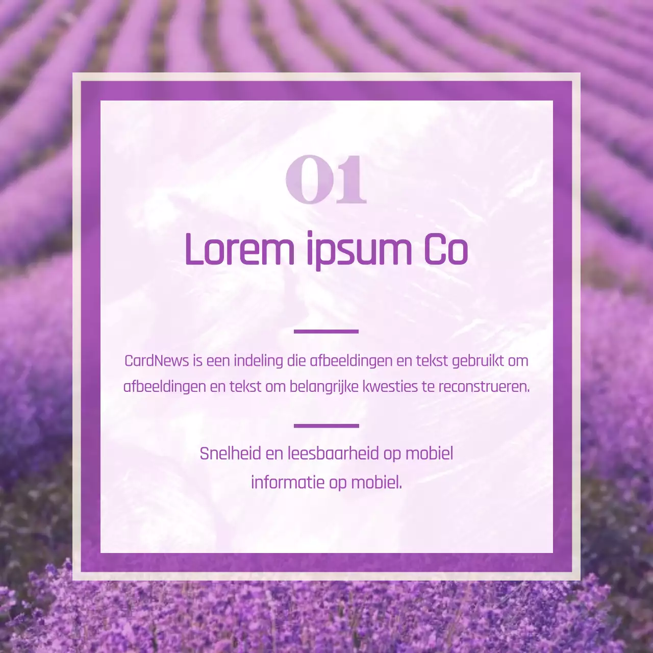 Een minimalistische marketingpost in paars