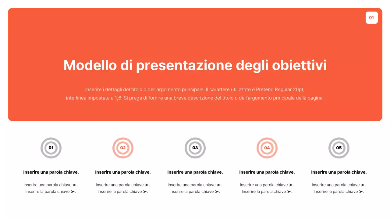 Un semplice planner arancione e grigio per la definizione degli obiettivi