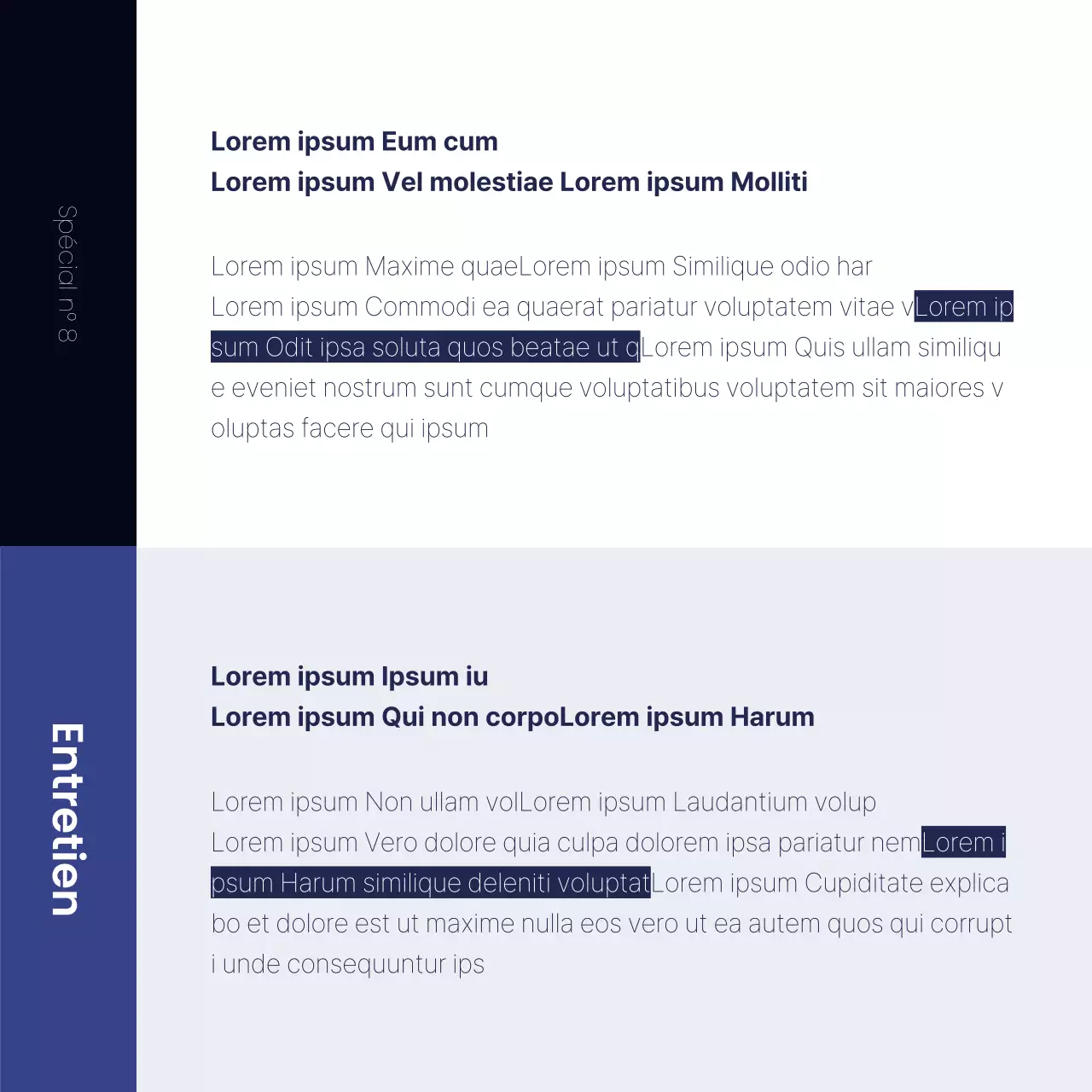 Un poste d'entretien d'entreprise simple, bleu marine