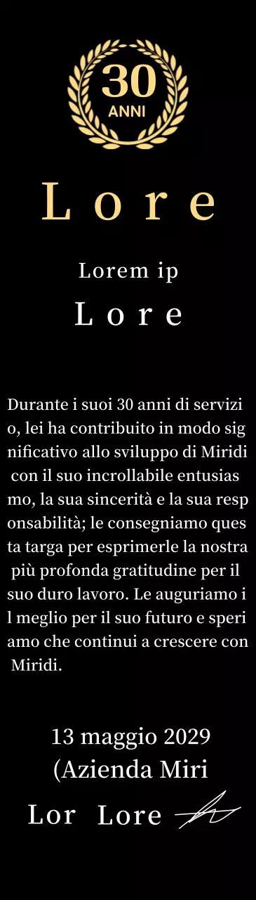 Concetto di targa aziendale di lungo servizio con simbolo dell'alloro