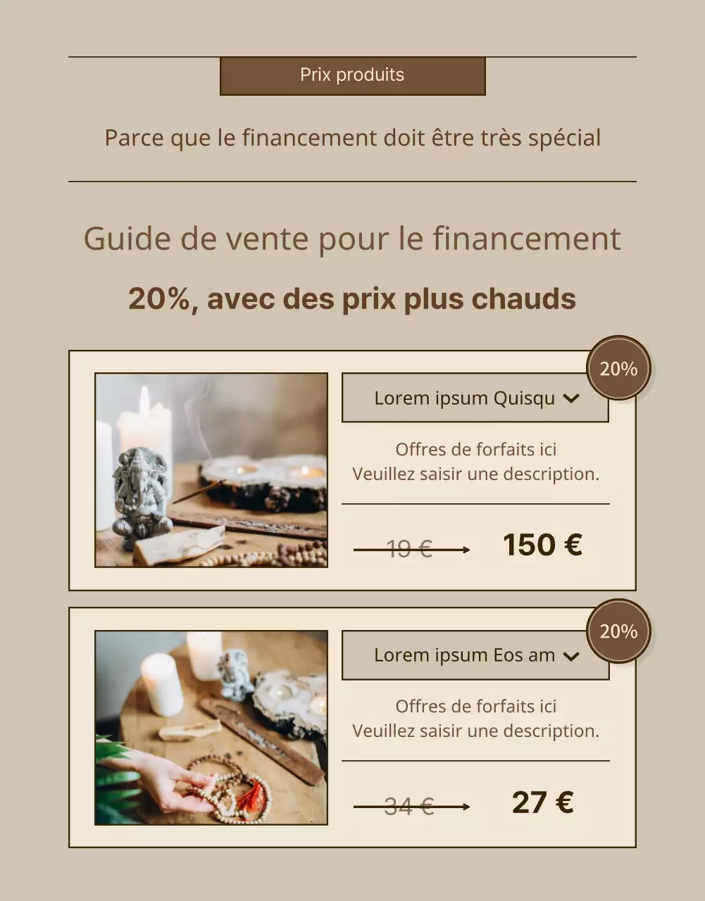 Un simple argumentaire beige et marron sur le financement incitatif