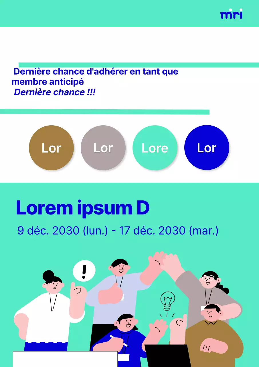 Affiche simple de recrutement d'une entreprise aux couleurs bleu et chartreuse