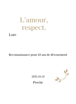 Plaque de remerciement classique avec or et feuilles