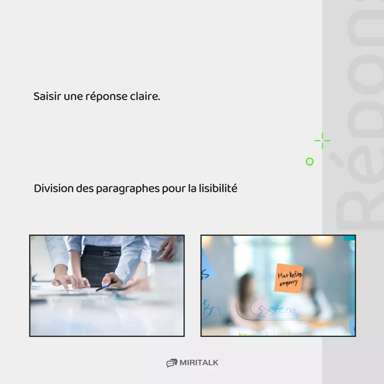 Un portrait d'entreprise simple, un poste d'interview en chartreuse et gris