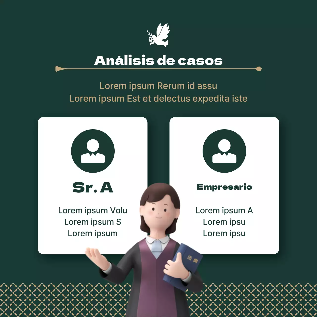 Promueva un moderno despacho de abogados en caqui y dorado