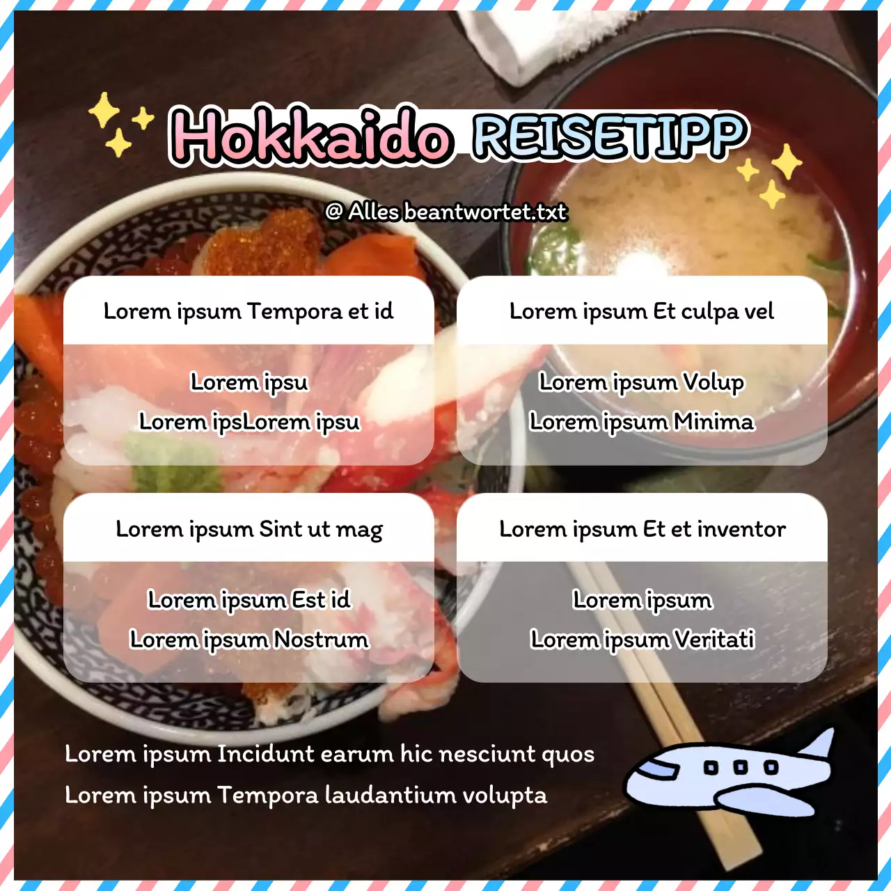 Ein rosa und hellblauer Reiseführer für Japan