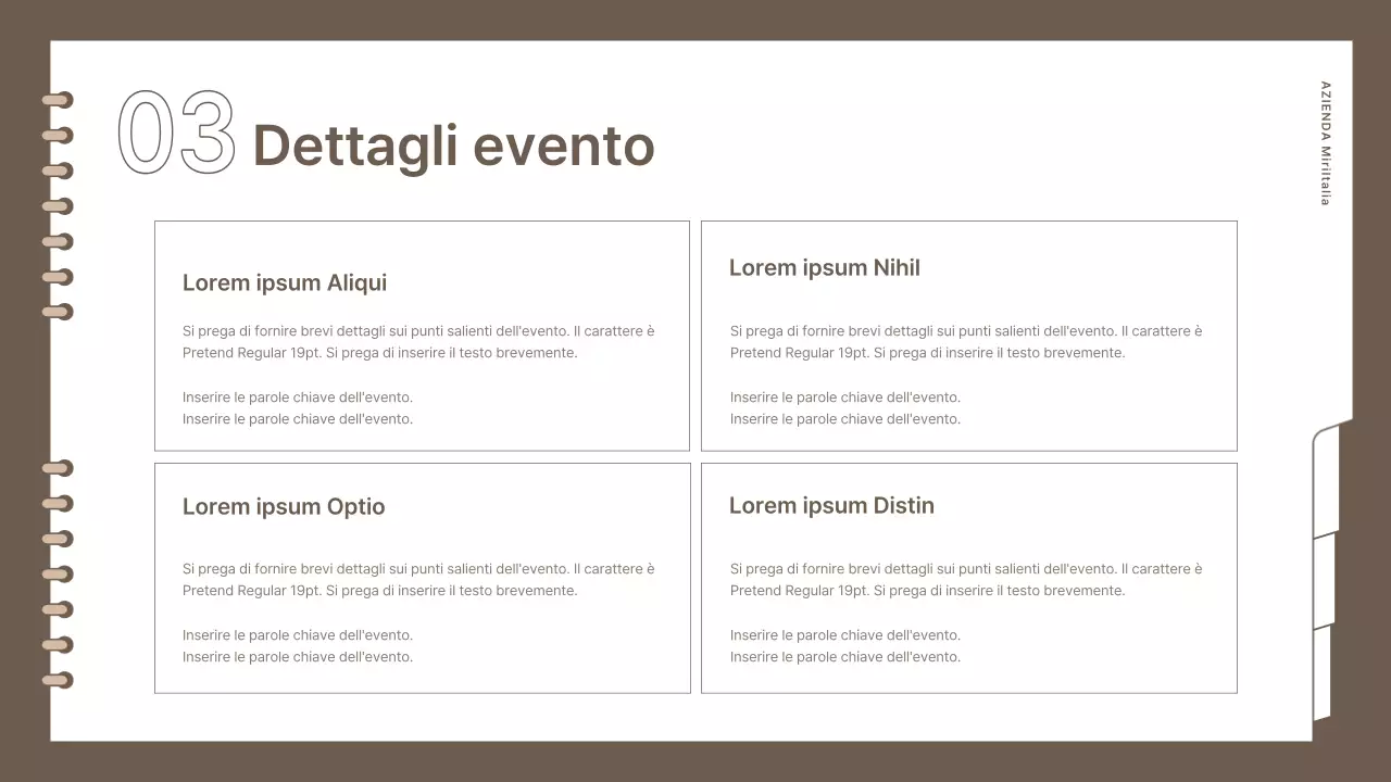 Organizzatore di eventi semplice e di marca in marrone