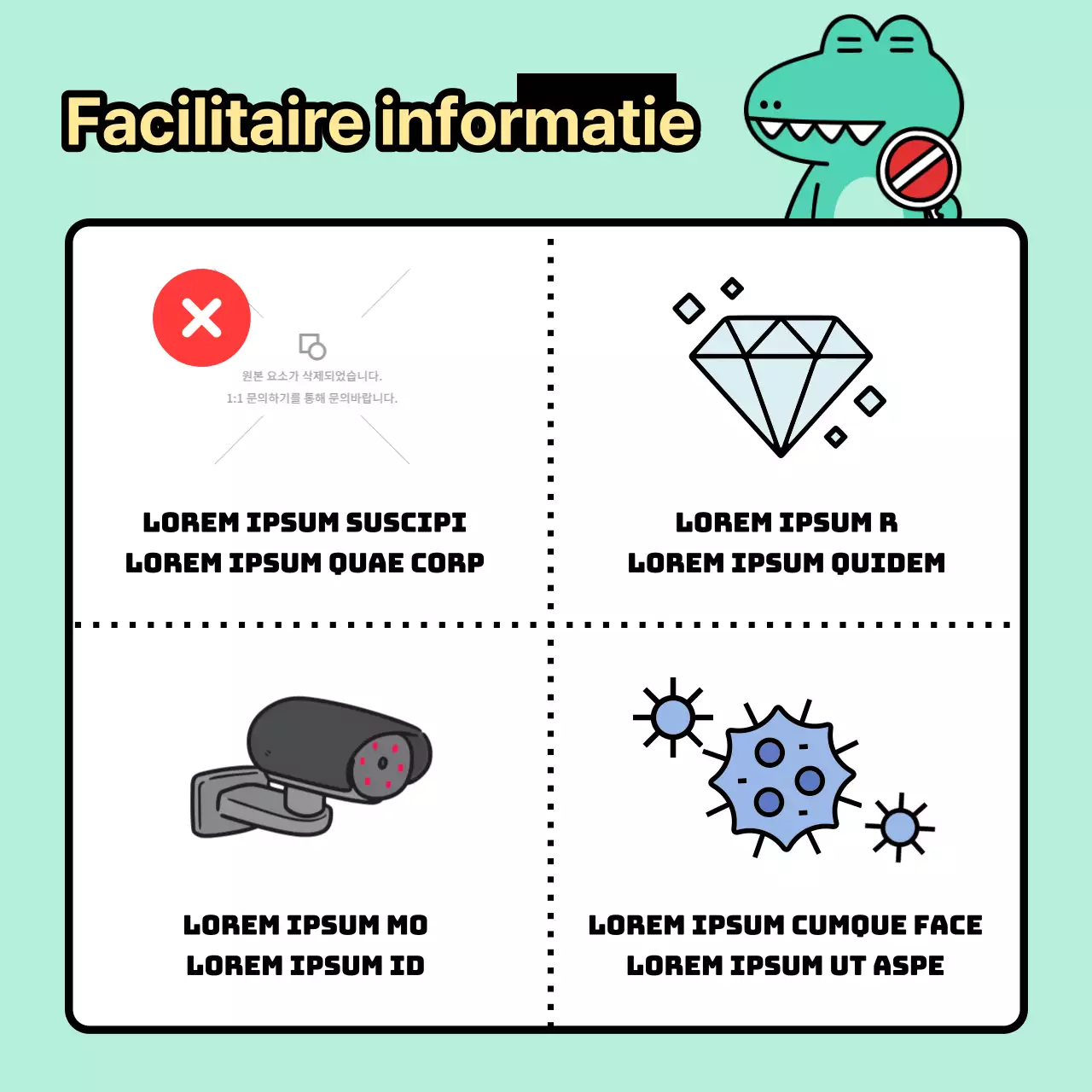 Aankondigingen van Argo, een kitscherig personage met een mintkleurige achtergrond