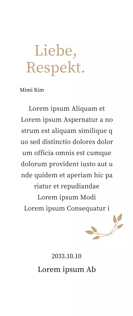 Edle Danksagungstafel mit Gold und Blättern
