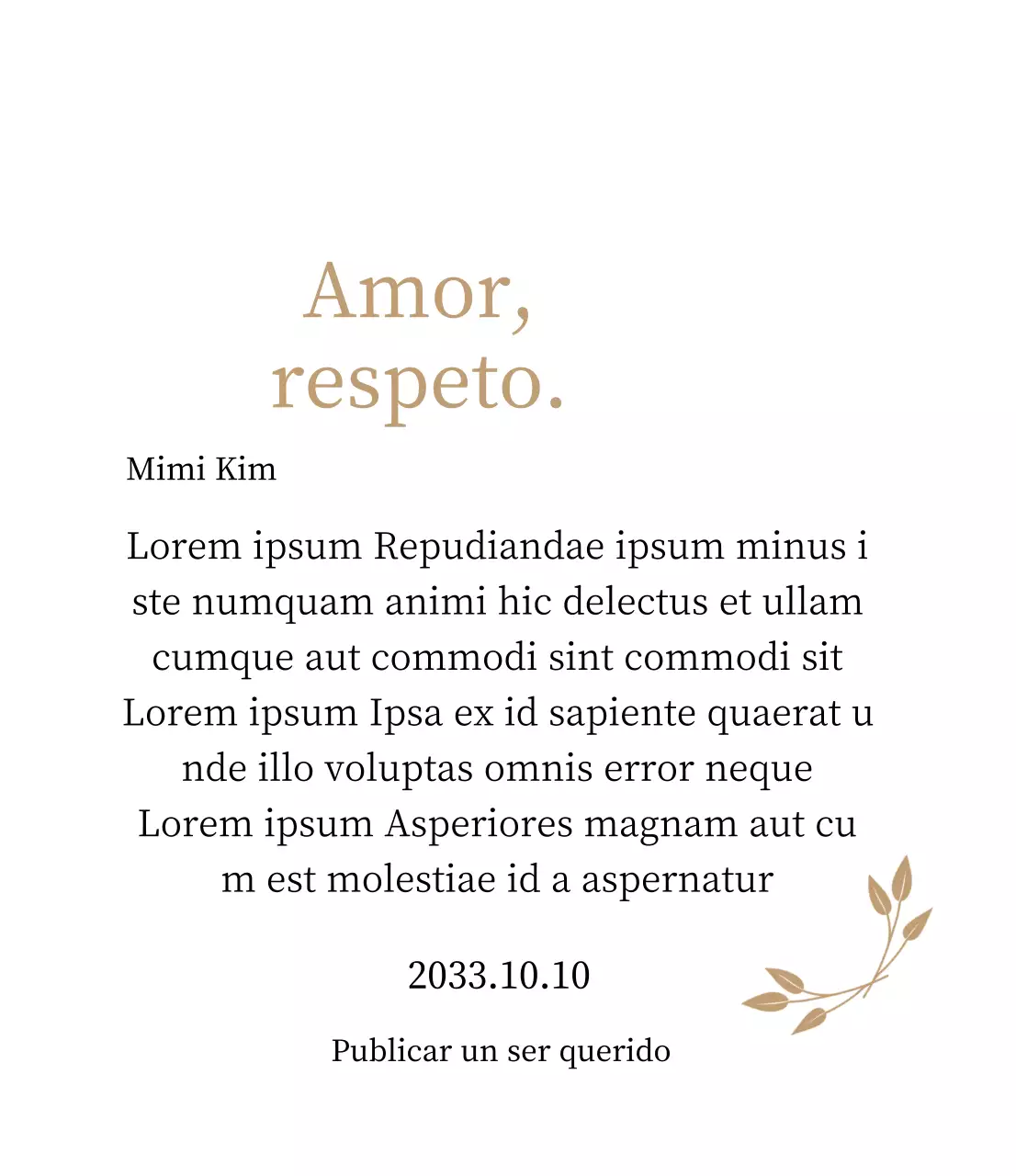 Elegante placa de agradecimiento con oro y hojas