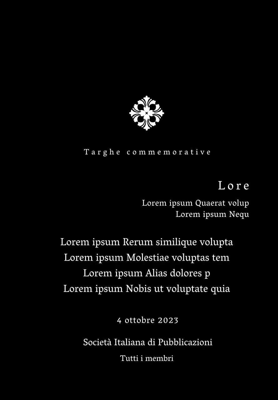 Una targa di commissione dall'aspetto regale con decorazioni elaborate